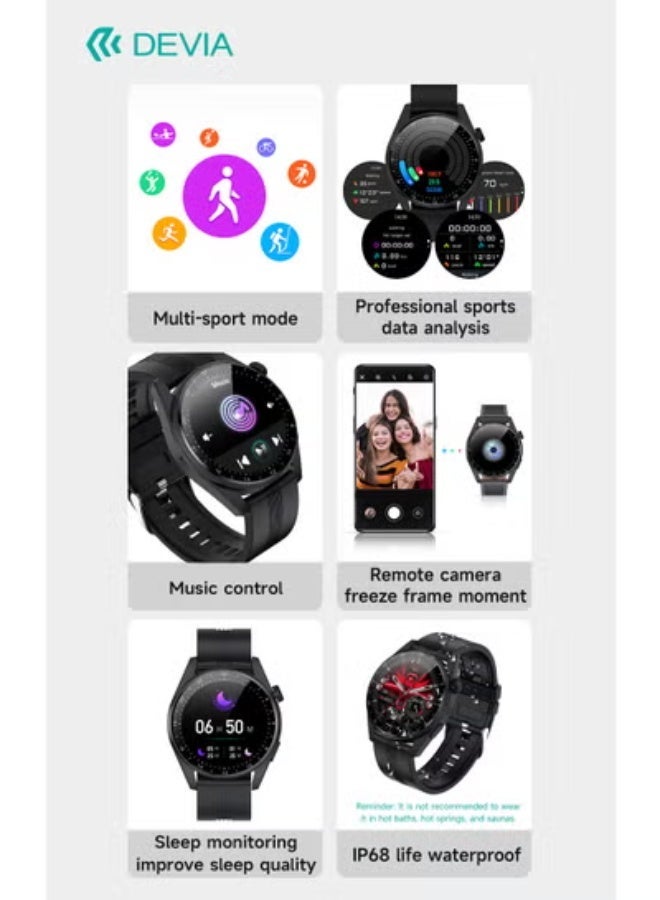 devia Smartwatch Pro 5 [Smartwatch] 1.36-inch screen, IP68 water resistance; 300mAh battery; FitCloudPro app - Image 3
