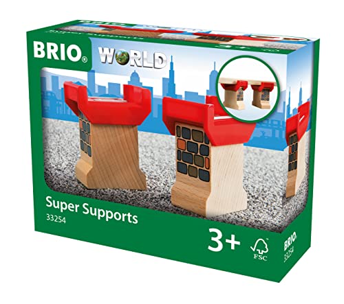 Brio World 33254 Super Supports 2 Piece Wooden Railway Set Enhances Creativity Compatible with All Brio Train Sets Sustainability Certified Perfect for Kids Ages 3 and Up - Image 1