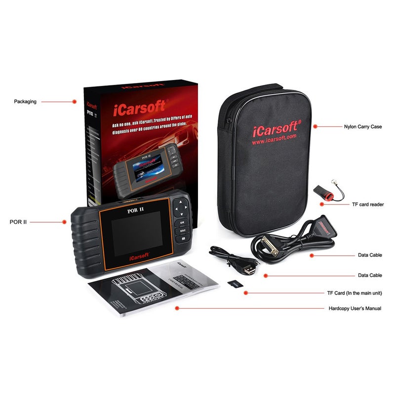 آي كار سوفت Icarsoft Por-Ii Porsche Obd-Ii أداة الماسح الضوئي متعددة الأنظمة Abs Srs - Image 3