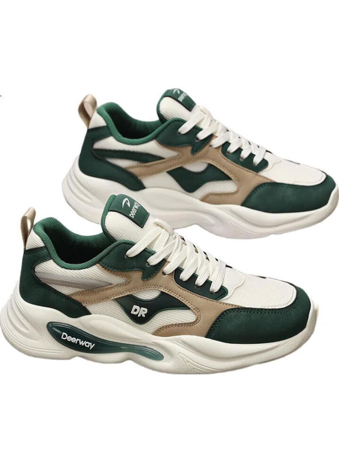 Deerway Men'S Shoes, Summer Dad Shoes, Trendy Thick-Soled Breathable Casual Sneakers, Beige Orange, Size 42 - Image 2