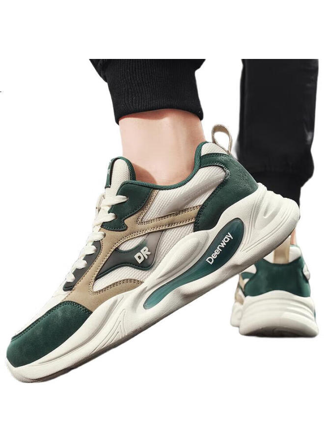 Deerway Men'S Shoes, Summer Dad Shoes, Trendy Thick-Soled Breathable Casual Sneakers, Beige Orange, Size 42 - Image 3