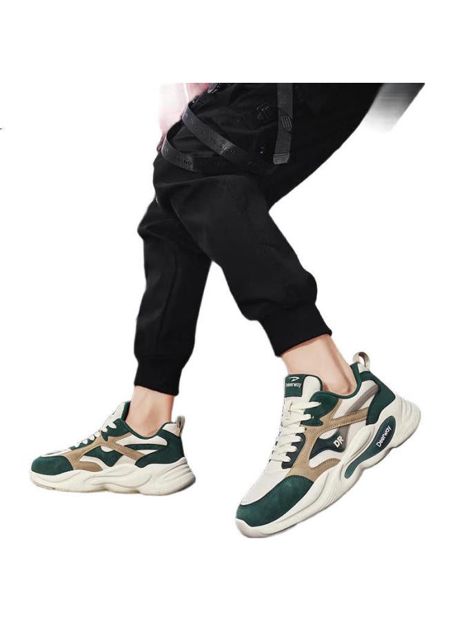 Deerway Men'S Shoes, Summer Dad Shoes, Trendy Thick-Soled Breathable Casual Sneakers, Beige Orange, Size 42 - Image 1