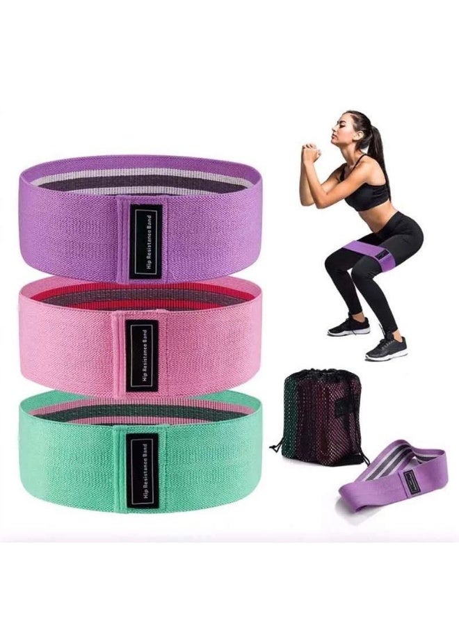 Hugifts Fabric Resistance Bands, Non-Slip Elastic Workout Bands for Hips, Legs, Glutes, and Thighs, Thick Wide Fitness Loops, Set of 3, Multicolor - Image 1