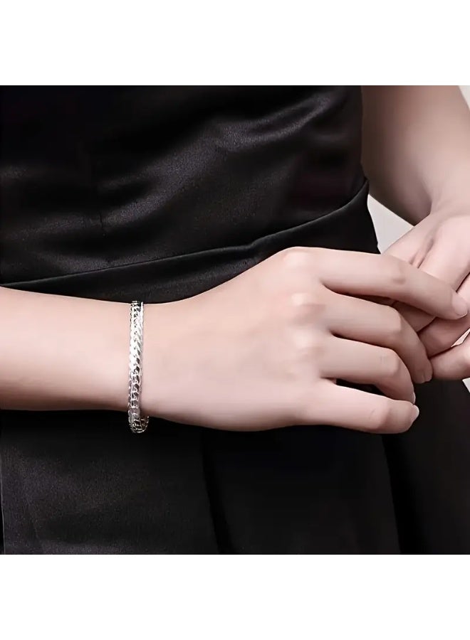 Goolsky 1pc Plated Chain bracelet, 20cm/7.9in - Durable Connecting Design, Perfect for Men & Women, Ideal for Wedding Anniversaries & Valentine's Day, Everyday Elegance, Wedding Anniversary Jewelry|Elegant Chain Design|Durable Connecting Chain - Image 5