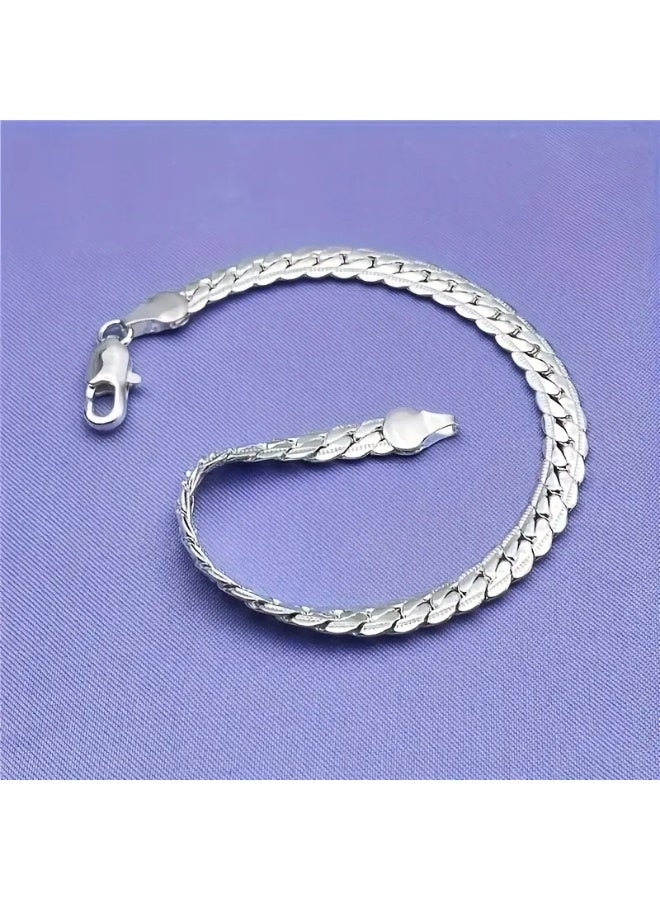 Goolsky 1pc Plated Chain bracelet, 20cm/7.9in - Durable Connecting Design, Perfect for Men & Women, Ideal for Wedding Anniversaries & Valentine's Day, Everyday Elegance, Wedding Anniversary Jewelry|Elegant Chain Design|Durable Connecting Chain - Image 4