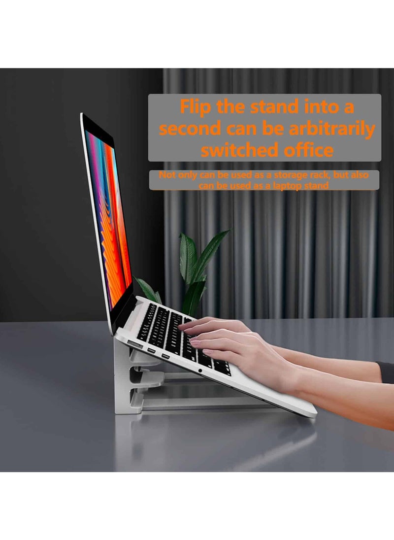Aideli - 3-Slot Vertical Laptop Stand – Space-Saving Upright Holder & Dual Laptop Stand | Desk Organizer for Laptops, Tablets & Pads - Image 1