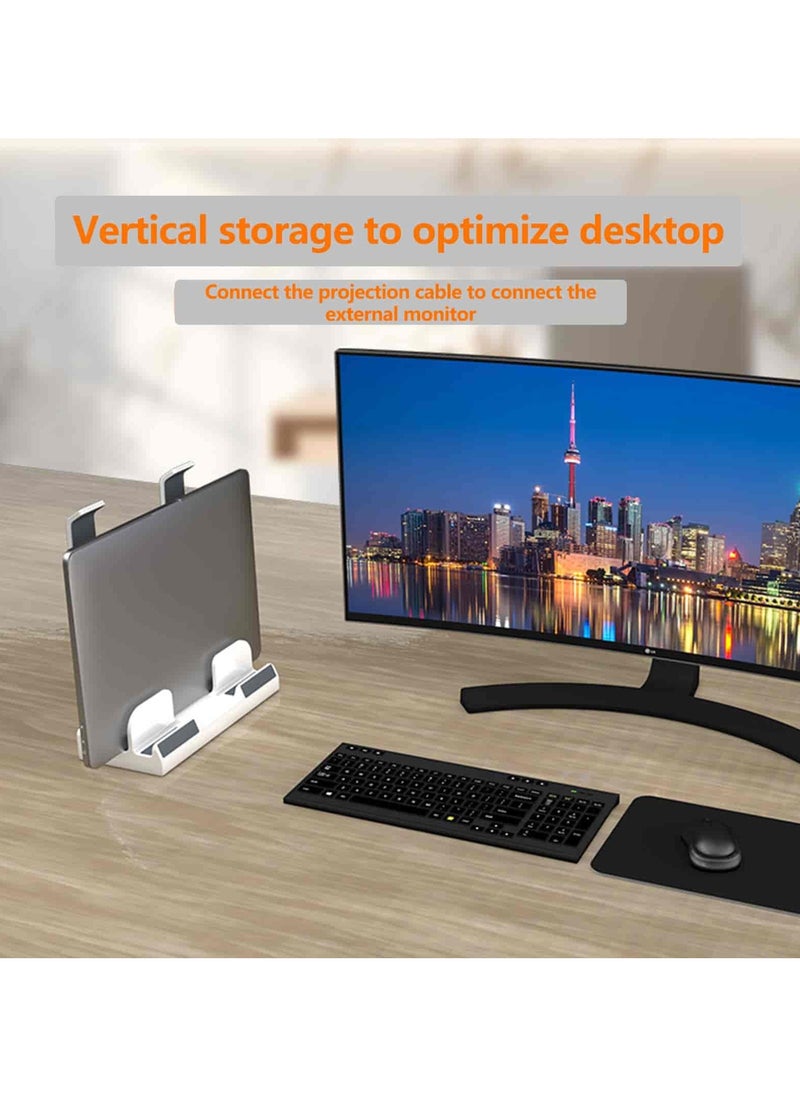 Aideli - 3-Slot Vertical Laptop Stand – Space-Saving Upright Holder & Dual Laptop Stand | Desk Organizer for Laptops, Tablets & Pads - Image 1