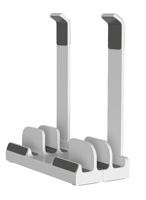 3-Slot Vertical Laptop Stand – Space-Saving Upright Holder & Dual Laptop Stand | Desk Organizer for Laptops, Tablets & Pads