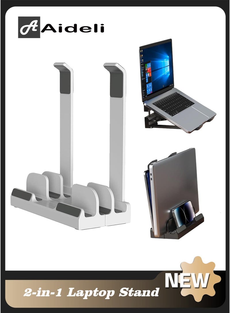 Aideli 3-Slot Vertical Laptop Stand – Space-Saving Upright Holder & Dual Laptop Stand | Desk Organizer for Laptops, Tablets & Pads - Image 1