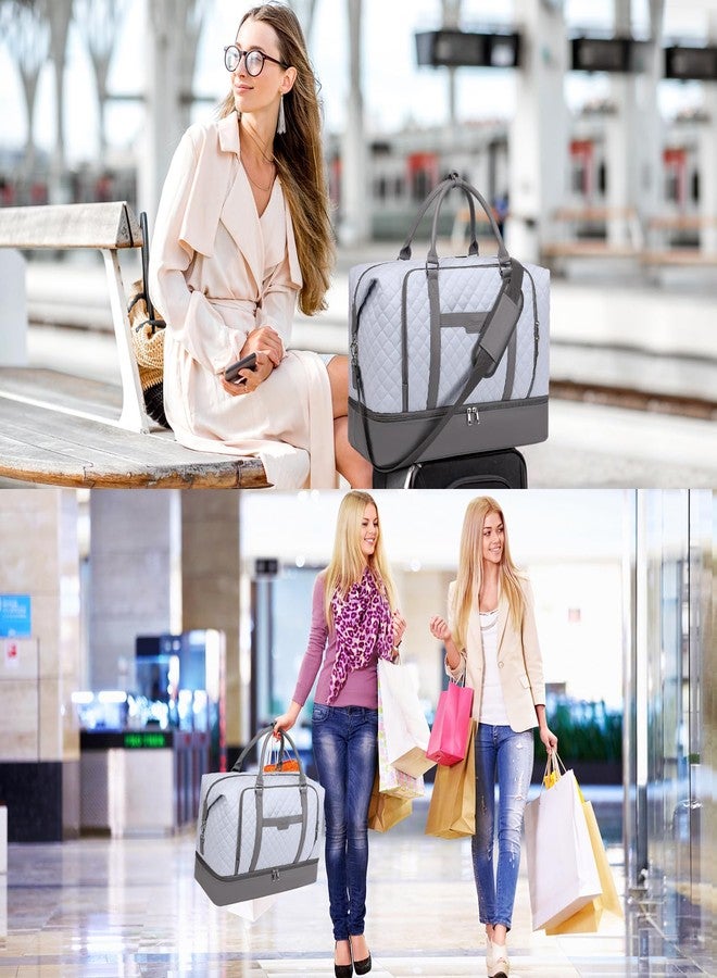 Stuery Weekender Bags for Women with Toiletry Bags Large Overnight Bags Travel Duffel Bag Carry On Shoulder Weekend Tote with Shoe Compartment and Wet Pocket for Girls Airplane Traveling, Gym, L-Blue - Image 2
