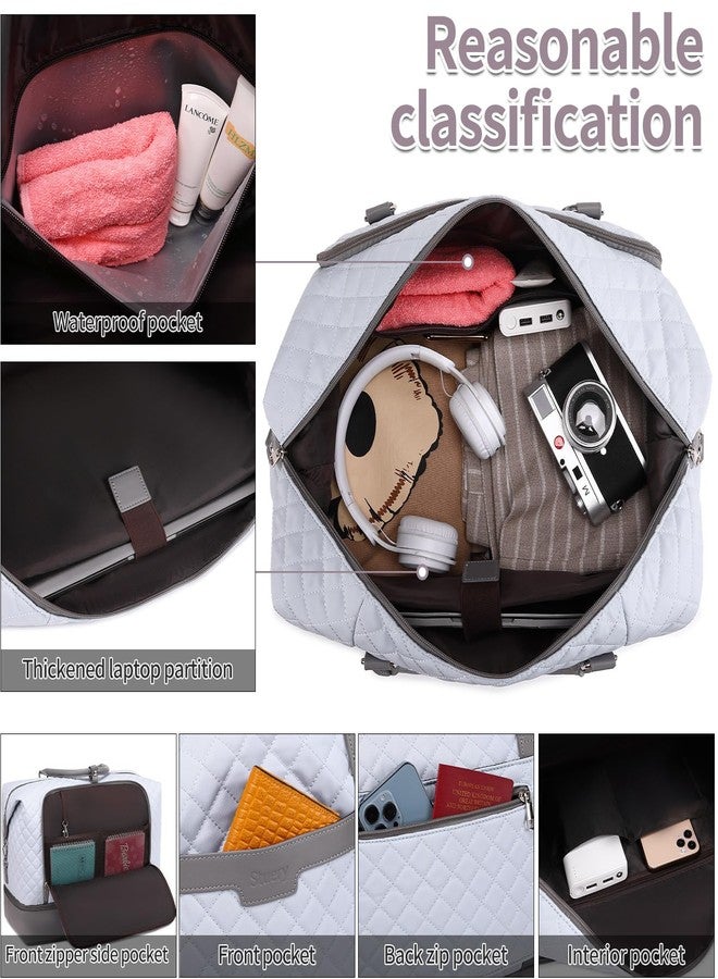 Stuery Weekender Bags for Women with Toiletry Bags Large Overnight Bags Travel Duffel Bag Carry On Shoulder Weekend Tote with Shoe Compartment and Wet Pocket for Girls Airplane Traveling, Gym, L-Blue - Image 5