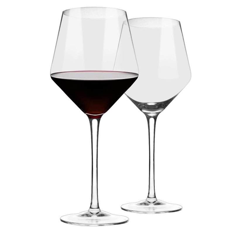 Sipologie Sipologie Beaujolais Wine Glass Set of 2 Hand Blown LeadFree Crystal Glass Ultra Thin Rim Long Stem Perfect for Red Wine Modern Design 480 ml Red Wine Glasses Set of 2 - Image 1
