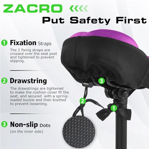Zacro Bike Seat Cushion - Gel Padded Bike Seat Cover for Men Women Comfort, Extra Soft Exercise Bicycle Seat Compatible with Peloton, Outdoor & Indoor Bike Saddles - Image 5