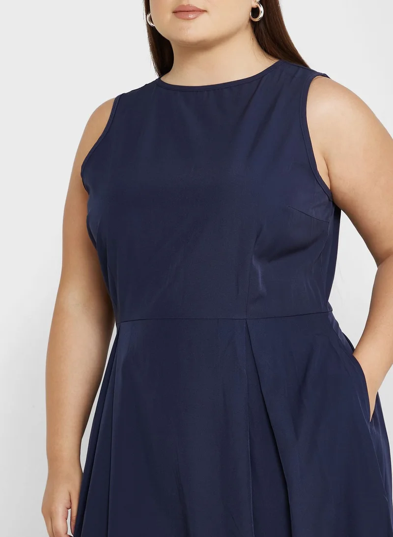 Ella Plus Pleat Detail Fit & Flare Dress