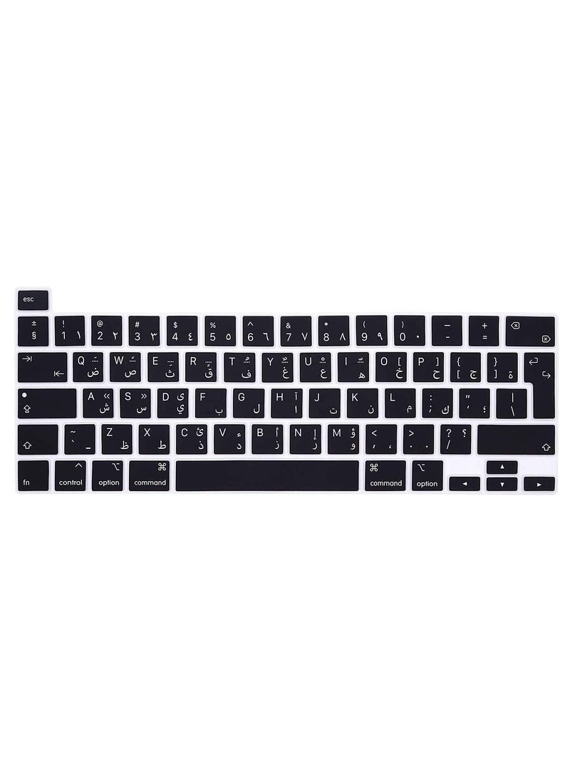 AMM UK Layout Arabic Language Silicone Keyboard Cover Skin for 2022 MacBook Pro 13 M2/Pro 13 M1/Pro 13 inch 2020 Model A2289/A2251/A2338 M1 Chip and for MacBook Pro 16" 2019 Model A2141 Black  - Image 1
