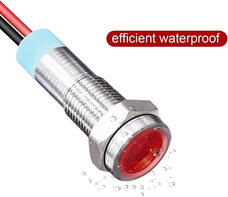 Gebildet 10 x AC/DC 12-24V 6 mm Metal LED Indicator Light Driver Indicator Light (Red) - Image 3