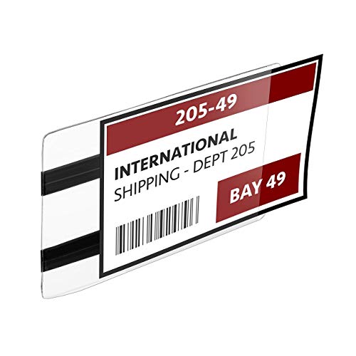 GlossyEnd Pack of 25 - Pallet Rack Sign Holder with Two Magnetic Strips, Vinyl Pouch Label Holder with Side Opening, Rack & Shelf Card Holders, Size 3-1/2" Height x 5-1/2" Wide - Image 5