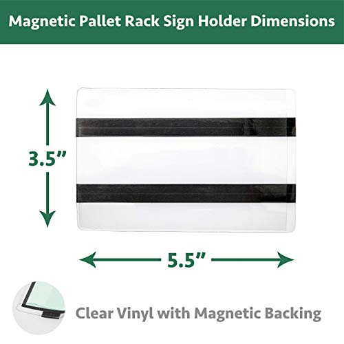 GlossyEnd Pack of 25 - Pallet Rack Sign Holder with Two Magnetic Strips, Vinyl Pouch Label Holder with Side Opening, Rack & Shelf Card Holders, Size 3-1/2" Height x 5-1/2" Wide - Image 2