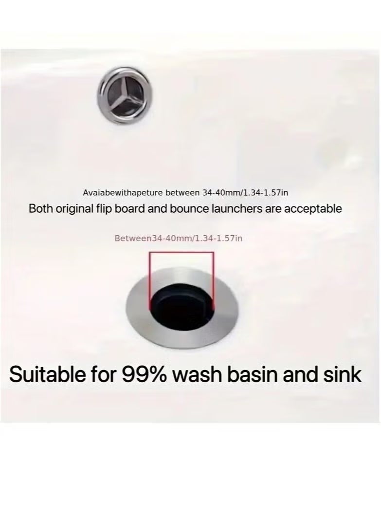 Universal Bathroom Sink Stopper, Anti-odor Wash Basin Refined Copper Core, Pop Up Bathroom Sink Plug, Press Type Sink Drain Stopper, Washbasin Drain Filter, Bathtub Hair Catcher, Bathroom Accessories - Image 3