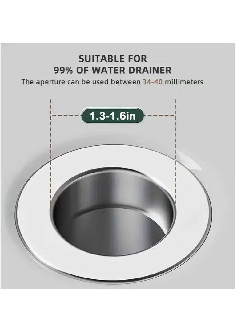 Universal Bathroom Sink Stopper, Anti-odor Wash Basin Refined Copper Core, Pop Up Bathroom Sink Plug, Press Type Sink Drain Stopper, Washbasin Drain Filter, Bathtub Hair Catcher, Bathroom Accessories - Image 2