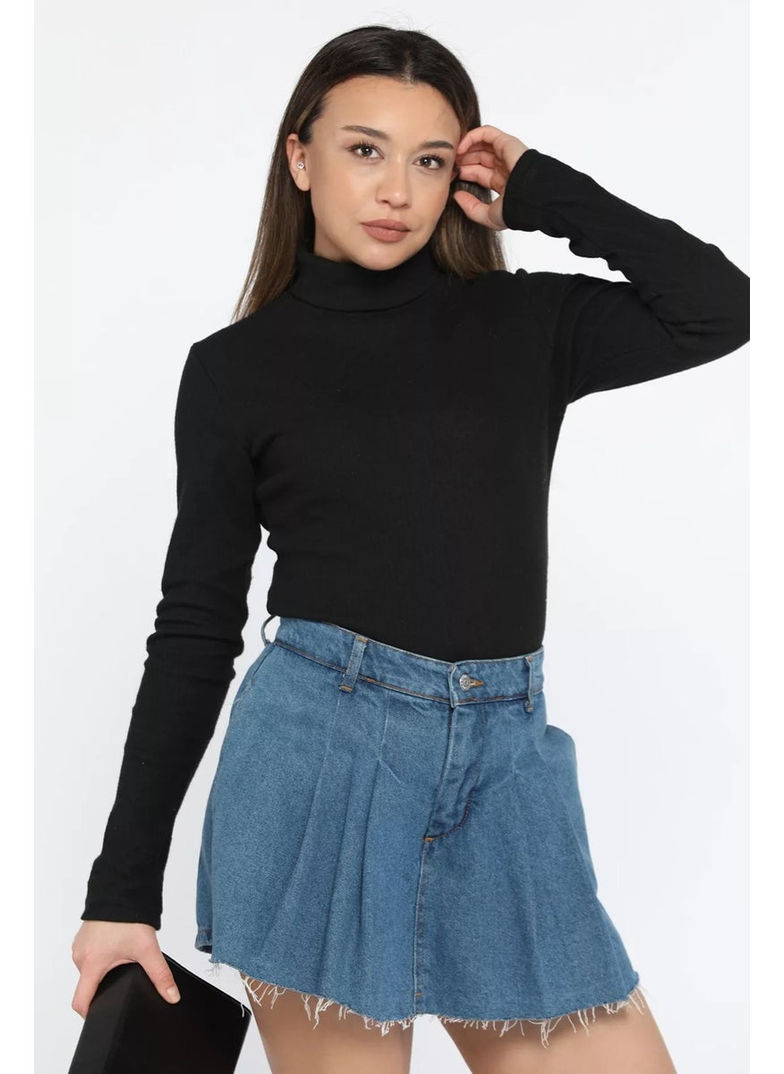 Gülseli - Gulseli Turtleneck Ribbed Body Blouse - Image 1