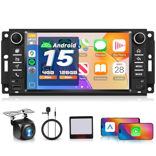 VECHTEL 4G+128G Android 15 Car Stereo for Jeep Wrangler Radio 2007-2018 Chrysler Dodge Ram, Wireless CarPlay Android Auto, 7'' Touch Screen Radio with GPS, WiFi, Bluetooth 5.0, FM, 32 EQ, SWC, Backup Camera - Image 1