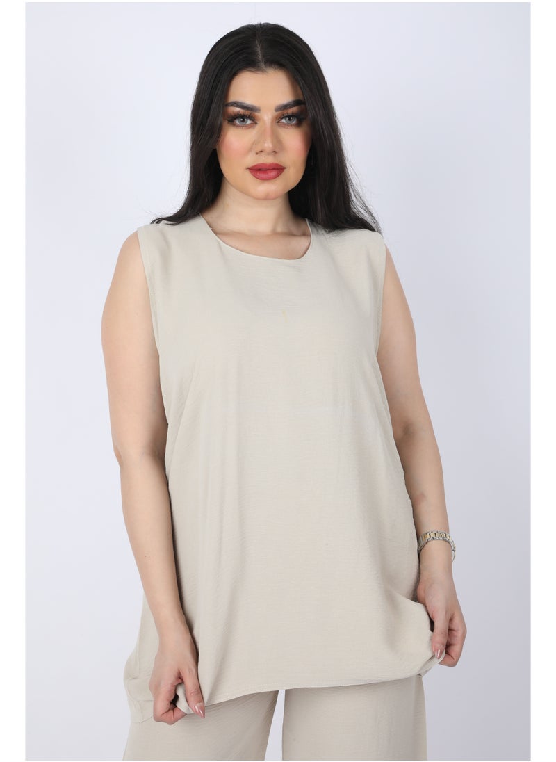 FULL JOY - Elegant Abaya Set of 3pc Shirt, Bentaloon  and Jacket , Biege - Image 1