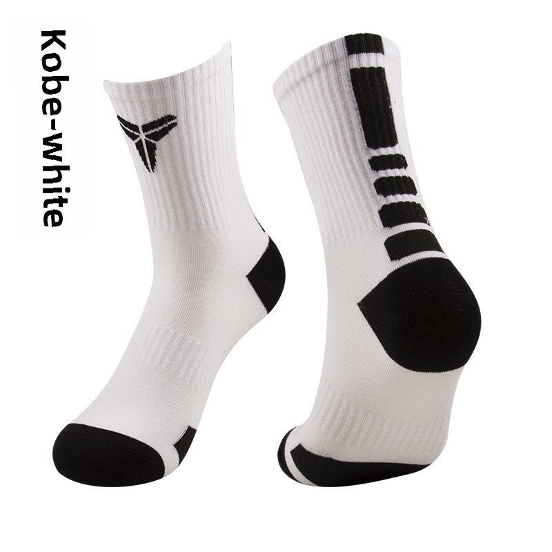 Mens Elite Mid-Calf Basketball Socks Sports Fashion Kobe White 