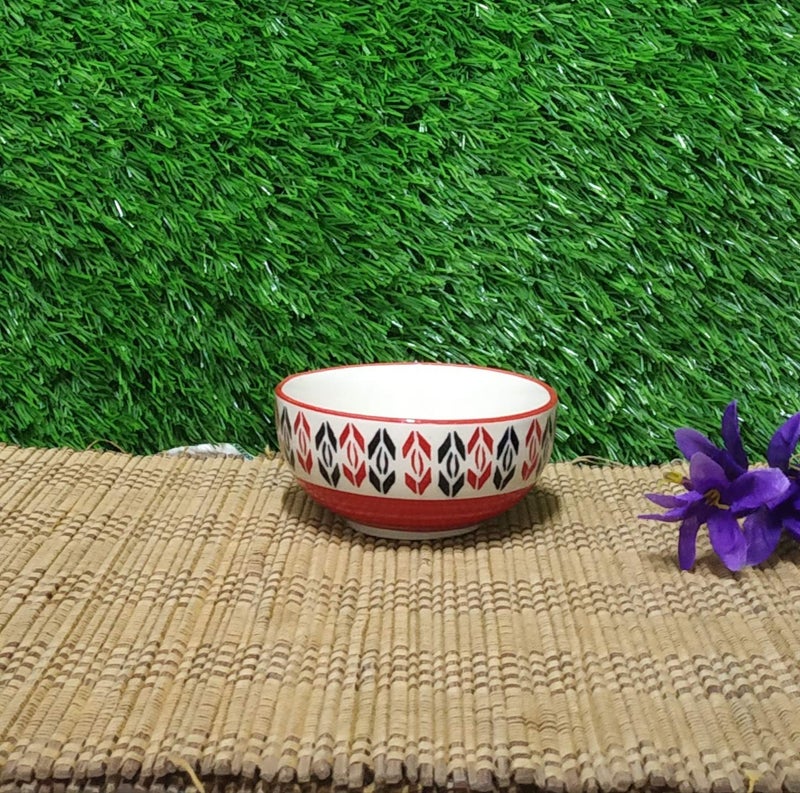 Caffeine Ceramic Handmade red Arrow Pattern Breakfast Set (Set of 3) - Image 4