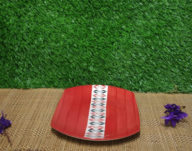 Caffeine Ceramic Handmade red Arrow Pattern Breakfast Set (Set of 3) - Image 3