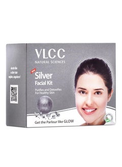 VLCC VLCC Silver Facial Kit - 60 g | Skin Purifying and Detoxing Facial. Excess Oil control. Helps balance pH & bright complexion. Silver Powder, Winter Cherry, Licorice Extract, Orange & Lemon Extract.  - Image 1