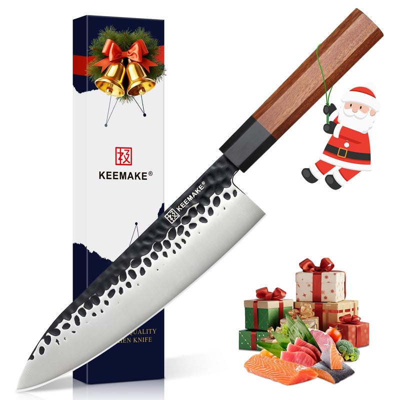 KEEMAKE Japanese Gyuto Chef Knife - 8 inch Professional Kitchen Knife with 440C High Carbon Steel Blade, Sharp Cutting Knives Rosewood Handle for Home Cooking and Restaurant - Image 1