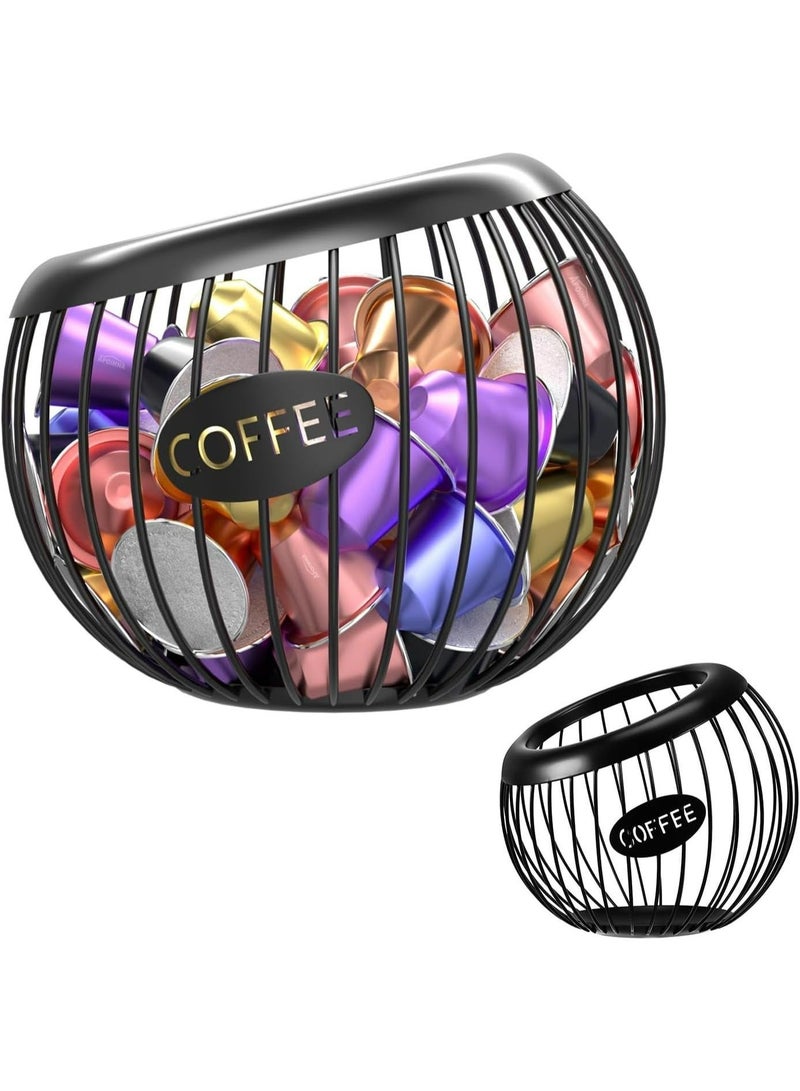 Oasisgalore Large Capacity Metal Coffee Pod Storage Rack for Counter - Organized Coffee Station (Black) - Image 1