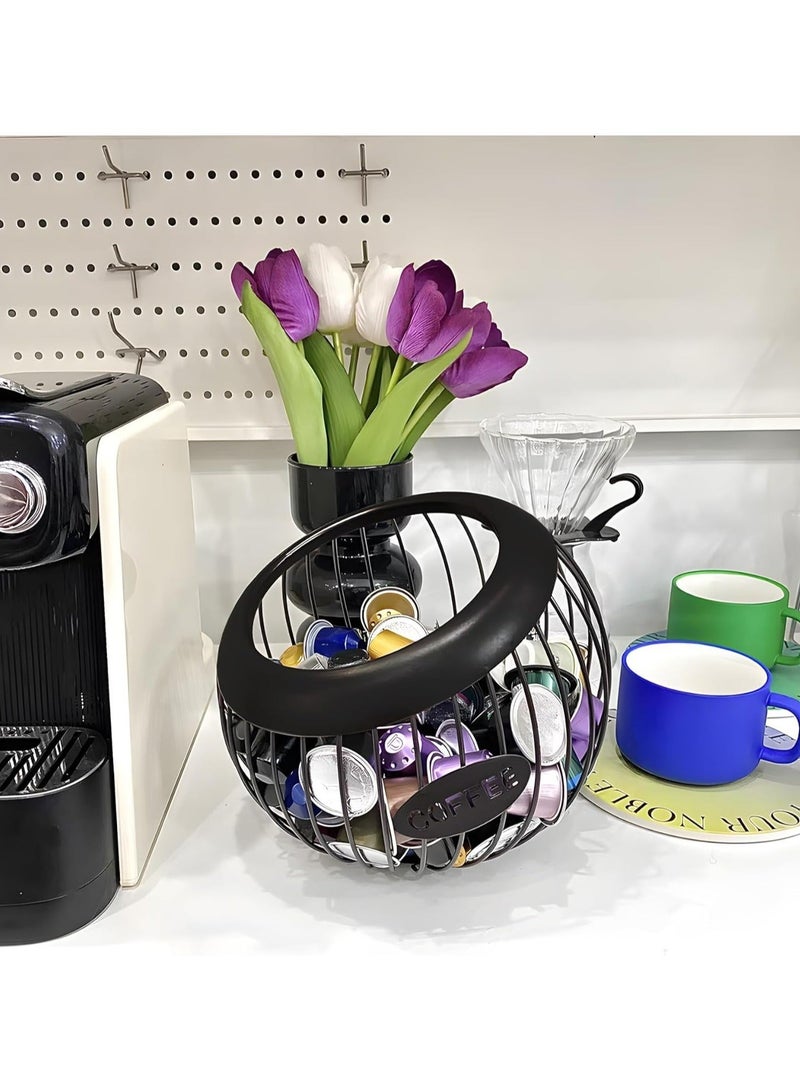 Oasisgalore Large Capacity Metal Coffee Pod Storage Rack for Counter - Organized Coffee Station (Black) - Image 3