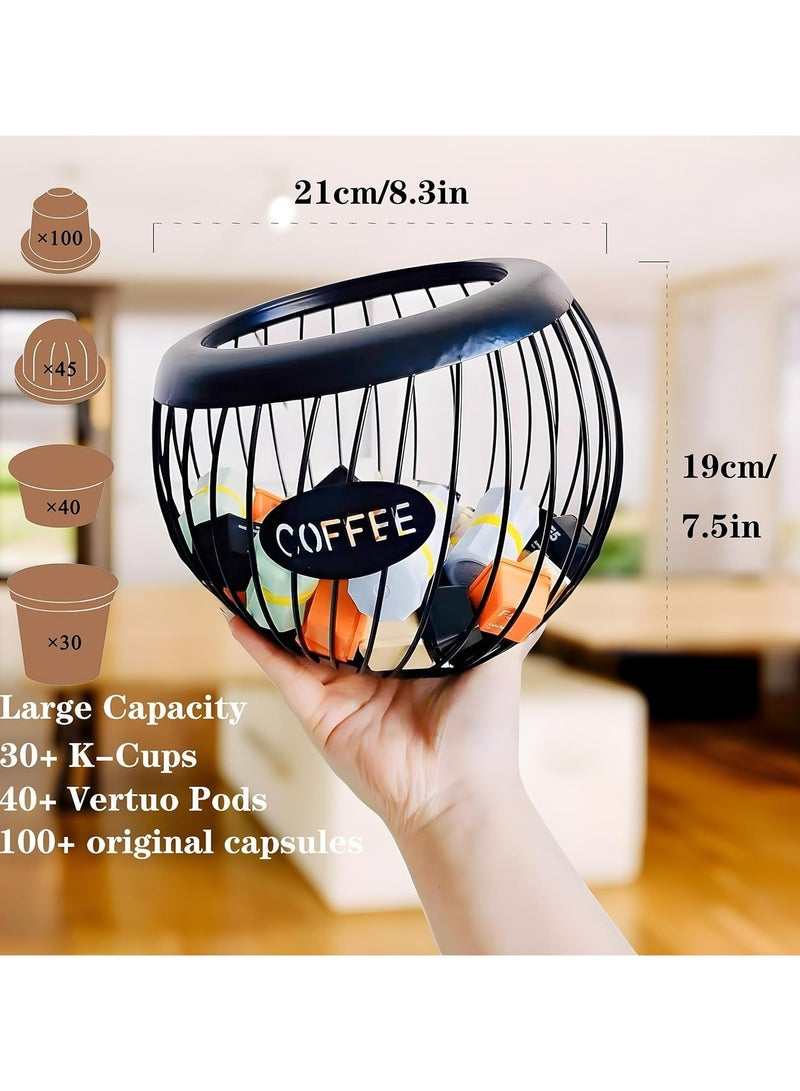 Oasisgalore Large Capacity Metal Coffee Pod Storage Rack for Counter - Organized Coffee Station (Black) - Image 4