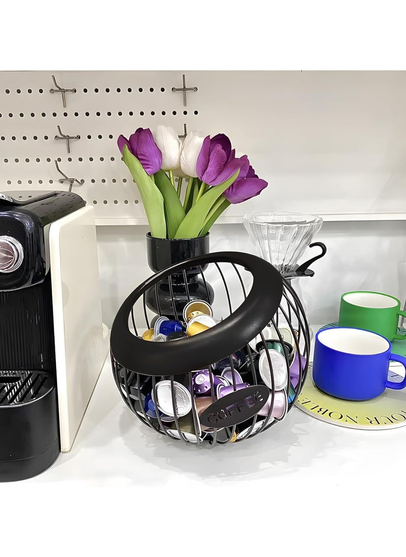Oasisgalore Large Capacity Metal Coffee Pod Storage Rack for Counter - Organized Coffee Station (Black)  - Image 3