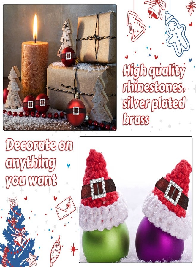 Cindeer 30pcs 16mm Christmas Square Rhinestone Buckle Invitation Ribbon Slider Belt Craft Buckles for Xmas DIY Craft Supply Gift Wrap(Silver) - Image 5