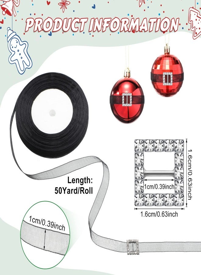 Cindeer 30pcs 16mm Christmas Square Rhinestone Buckle Invitation Ribbon Slider Belt Craft Buckles for Xmas DIY Craft Supply Gift Wrap(Silver) - Image 2