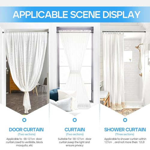 ZipGlo Tension Curtain Rod Black Tension Rod 28 To 48 Inch Spring Curtain Rods Non Slip Tension Rods 1pcs For Windows No Drilling Adjustable Tension Rods of Curtains Window Closet Kitchen Wardrobe - Image 2