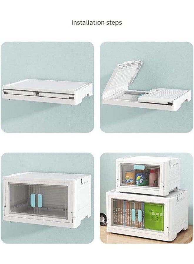 Home-Cloud صندوق تخزين سحابي منزلي قابل للطي / صندوق تخزين قابل للطي / منظم تخزين بلاستيكي للتخزين ، غرفة النوم ، المنزل ، المكتب ، المستشفى ، الصالون والمدرسة (أبيض / أزرق ، كبير) - Image 2