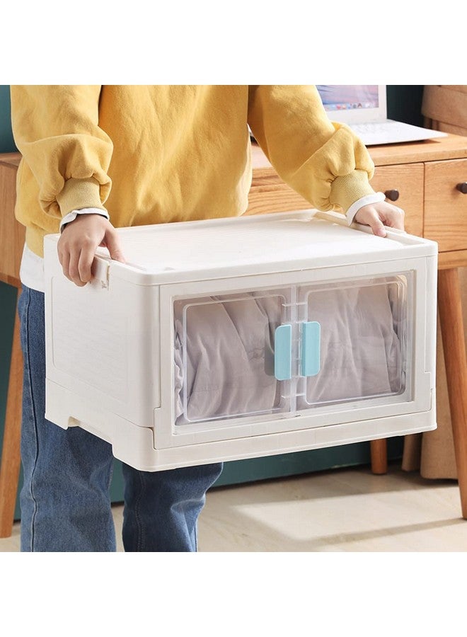 Home-Cloud صندوق تخزين سحابي منزلي قابل للطي / صندوق تخزين قابل للطي / منظم تخزين بلاستيكي للتخزين ، غرفة النوم ، المنزل ، المكتب ، المستشفى ، الصالون والمدرسة (أبيض / أزرق ، كبير) - Image 4