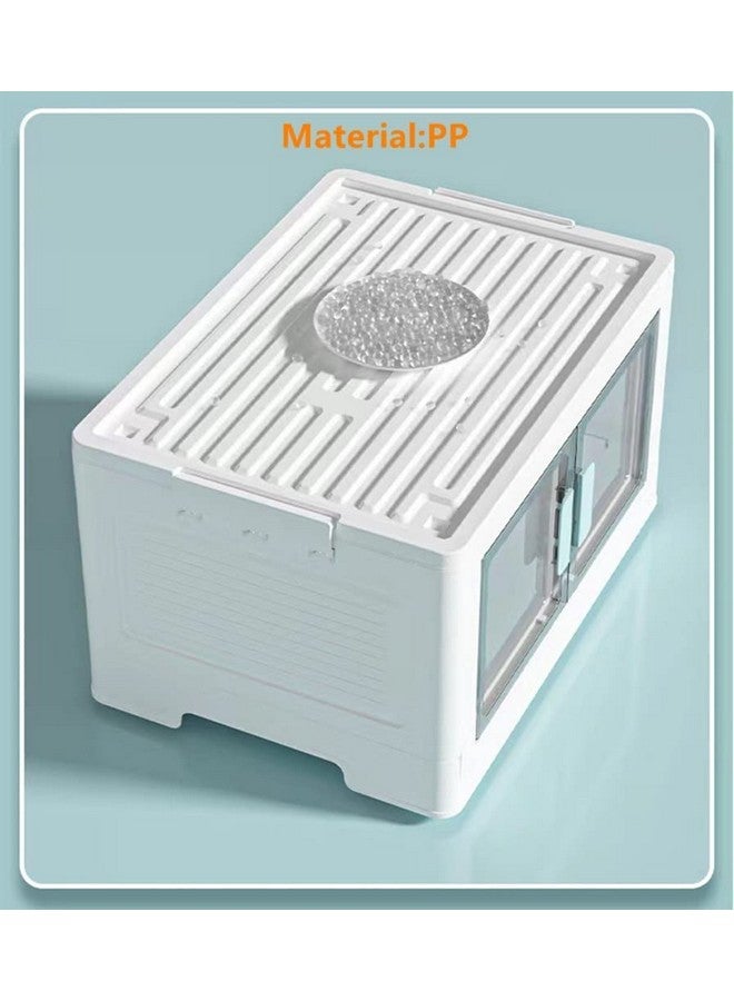 Home-Cloud صندوق تخزين سحابي منزلي قابل للطي / صندوق تخزين قابل للطي / منظم تخزين بلاستيكي للتخزين ، غرفة النوم ، المنزل ، المكتب ، المستشفى ، الصالون والمدرسة (أبيض / أزرق ، كبير) - Image 5