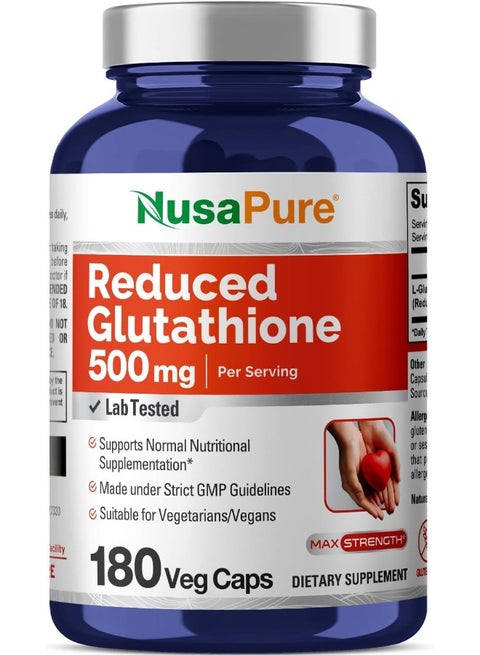 NusaPure NusaPure Reduced Glutathione 500 mg 180 Veggie Capsules | Best  Price KSA | Riyadh, Jeddah