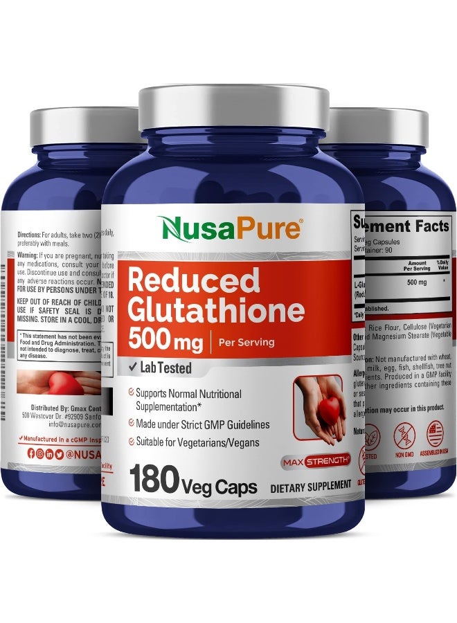 NusaPure Reduced Glutathione 500 mg 180 Veggie Capsules - Image 4