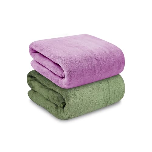 MAXOSHINE Microfiber Towels for Bath Large Size-Super Soft Coral Fleece Bathing Towel Hook Quick Dry Super Absorbent-Bath Towel for Men and Women-70x140 cm, 350 GSM, Pack of 2 - Image 1