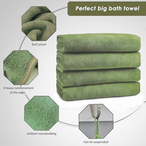 MAXOSHINE Microfiber Towels for Bath Large Size-Super Soft Coral Fleece Bathing Towel Hook Quick Dry Super Absorbent-Bath Towel for Men and Women-70x140 cm, 350 GSM, Pack of 2 - Image 3