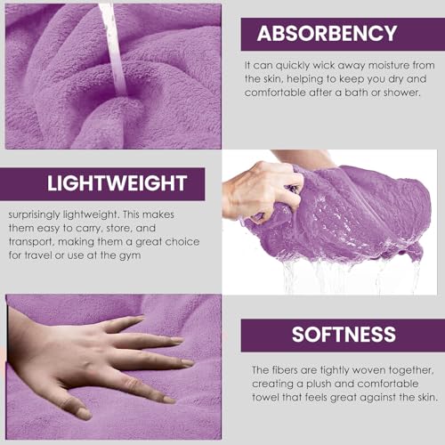 MAXOSHINE Microfiber Towels for Bath Large Size-Super Soft Coral Fleece Bathing Towel Hook Quick Dry Super Absorbent-Bath Towel for Men and Women-70x140 cm, 350 GSM, Pack of 2 - Image 4