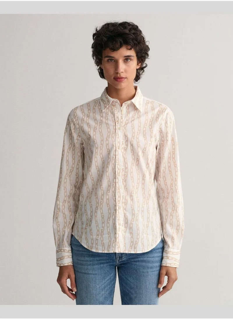 GANT Gant Regular Fit Chain Print Cotton Voile Shirt