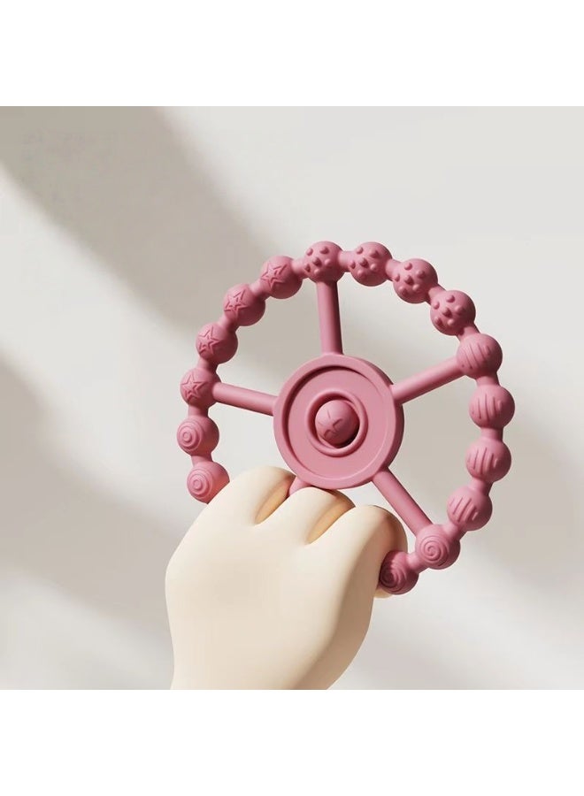 CESETH Baby Teething Silicone Wheeled Soothing Teething Toy, Free Of Bisphenol A, Food-Grade Chewable Soothing Toy, Used To Relieve Gum Pain, With Textured Beads, Easy To Hold, Suitable For Babies Aged 6 - 12 Months. - Available In Three Colors. - Image 4