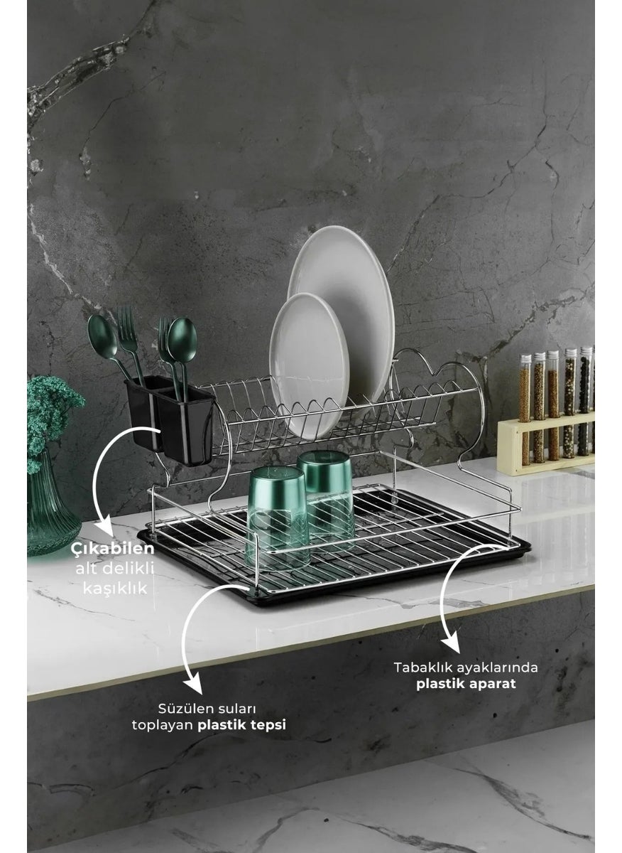 Tamu Stainless Dish Rack Dish Basket Two-Layer Plate Rack Thermo Plastic Coated Chrome  - Image 1